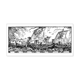 Vintage Viking Ships Rubber Stamp