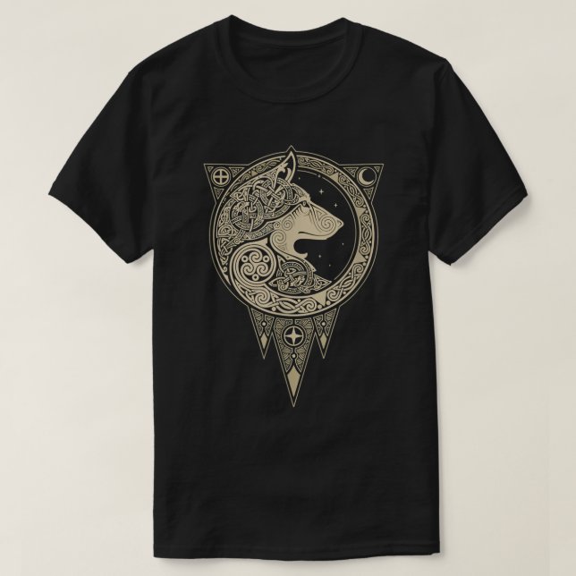 Vintage Vikings celtic mythology fenrir Wolf T-Shirt (Design Front)