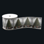 Vintage village Christmas tree gathering Grosgrain Ribbon<br><div class="desc">Vintage village Christmas tree gathering</div>