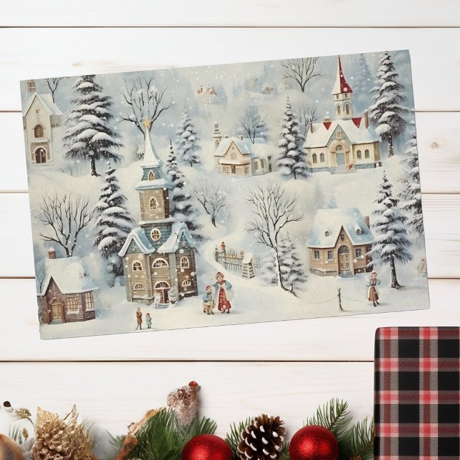 Vintage Village Christmas Winter Ephemera  Tissue Paper (Creator Uploaded)