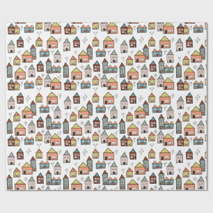vintage village wrapping paper