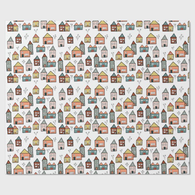 vintage village wrapping paper (Flat)