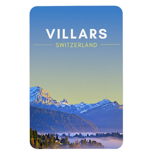 Vintage Villars Switzerland Travel Magnet (Vertical)