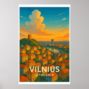 Vintage Vilnius Lithuania Travel Poster