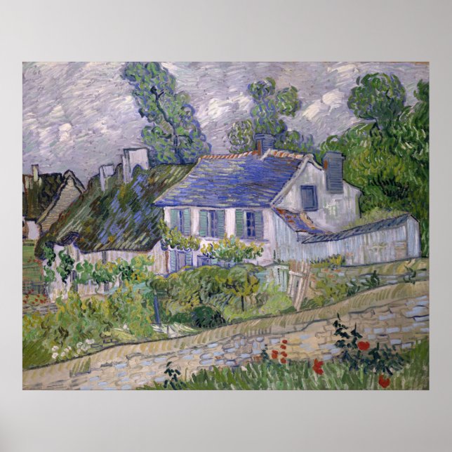 Vintage Vincent van Gogh Houses in Auvers Poster (Front)