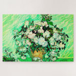 Vintage Vincent Van Gogh Roses (1890) Jigsaw Puzzle<br><div class="desc">Pretty , Vintage , Beautiful painting Vase with Pink Roses (1890) by Vincent Van Gogh Sticker. This is an old masterpiece from the dutch master painter Vincent Van Gogh. This fine art old oil painting of has beautiful, vibrant, saturated color. This old painting depicts a vase of roses. This is...</div>