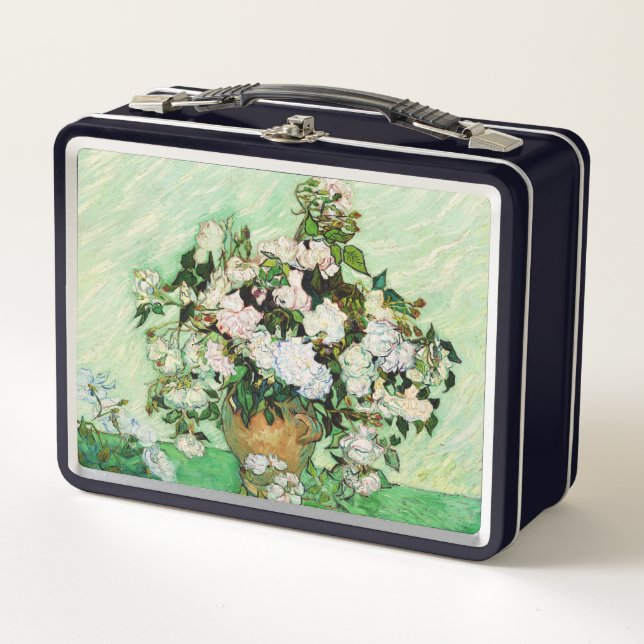 Vintage Vincent Van Gogh Roses (1890) Metal Lunch Box (Front)