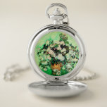 Vintage Vincent Van Gogh Roses (1890) Pocket Watch<br><div class="desc">Pretty , Vintage , Beautiful painting Vase with Pink Roses (1890) by Vincent Van Gogh Sticker. This is an old masterpiece from the dutch master painter Vincent Van Gogh. This fine art old oil painting of has beautiful, vibrant, saturated colour. This old painting depicts a vase of roses. This is...</div>