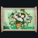 Vintage Vincent Van Gogh Roses (1890) Serving Tray<br><div class="desc">Pretty , Vintage , Beautiful painting Vase with Pink Roses (1890) by Vincent Van Gogh Sticker. This is an old masterpiece from the dutch master painter Vincent Van Gogh. This fine art old oil painting of has beautiful, vibrant, saturated colour. This old painting depicts a vase of roses. This is...</div>