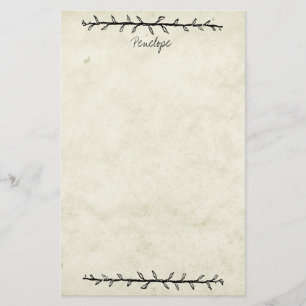 Vintage Vine Border Old Book Paper with Name