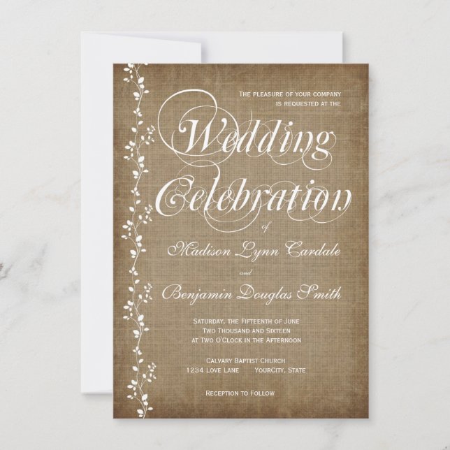 Vintage Vines Rustic Country Wedding Invitations (Front)