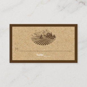 Vintage vineyard and cork wedding place card