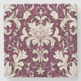 Vintage Vineyard: Burgundy & Cream Stone Coasters