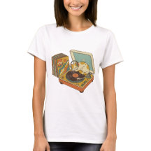 Vintage Vinyl Melomaniac Retro Cat on a Turntable