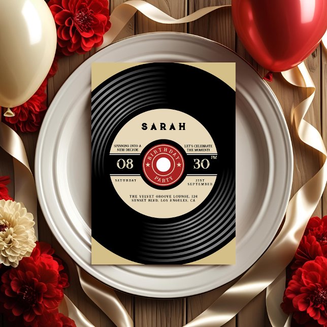 Vintage Vinyl Record Birthday Invitation (Creator Uploaded)