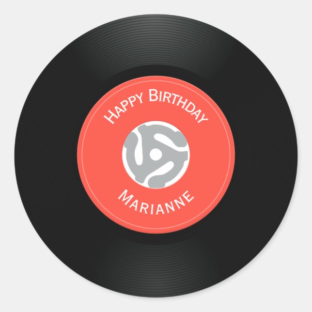Vintage Vinyl Record Design Sticker (Front)