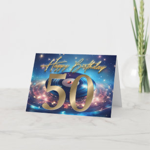 Vintage vinyl record Happy 50th Birthday Thank You Card