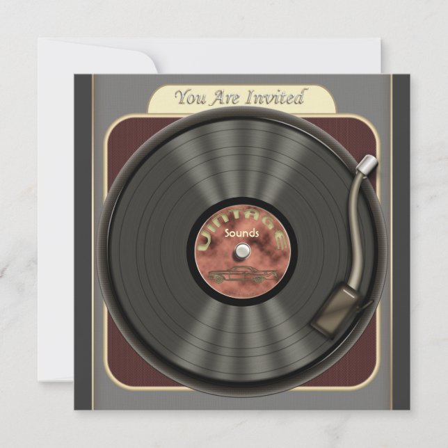 Vintage Vinyl Record Party Invitations (Front)