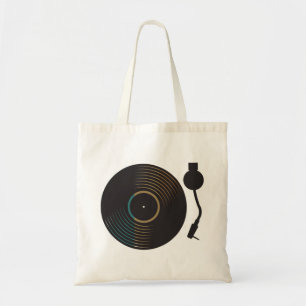 Vintage Vinyl Record Turntable Minimalist Music Tote Bag