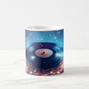 Vintage vinyl record with stars coffee mug