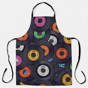 Vintage Vinyl Records Music Background Apron