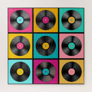 Vintage Vinyl Records Retro Background Jigsaw Puzzle