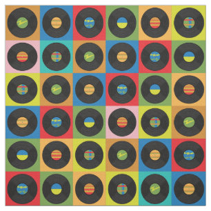 Vintage Vinyl Records Retro Music Colorful Fabric