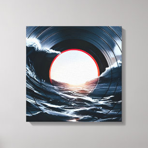 Vintage Vinyl Surf Wave Ocean Retro Music Canvas Print