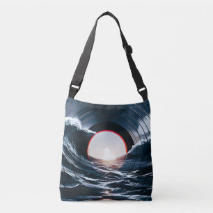 Vintage Vinyl Surf Wave Ocean Retro Music Crossbody Bag