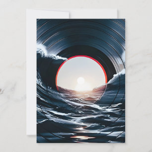 Vintage Vinyl Surf Wave Ocean Retro Music Holiday Card