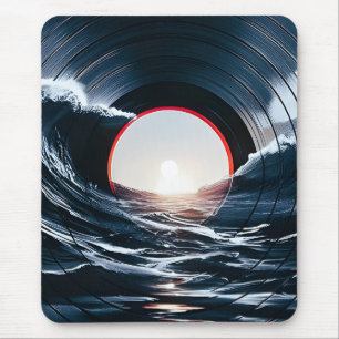 Vintage Vinyl Surf Wave Ocean Retro Music Mouse Pad