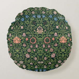 Vintage Violet and Columbine by William Morris Round Cushion