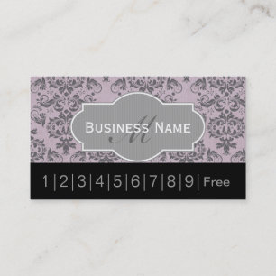 Vintage Violet Damask Salon Loyalty Punch Card