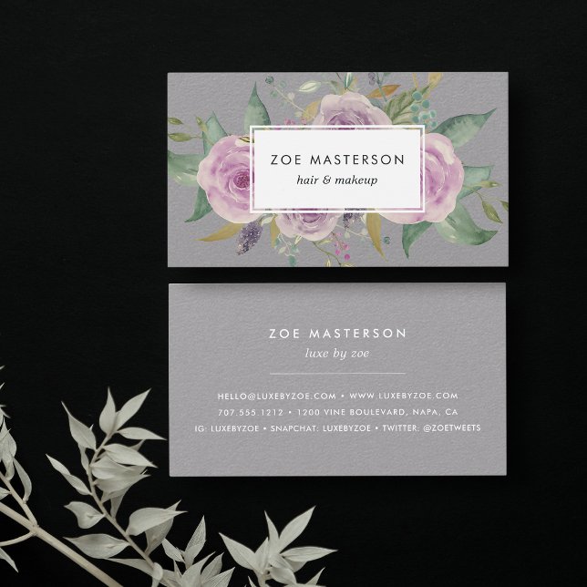 Vintage Violet Floral Business Card (Creator Uploaded)