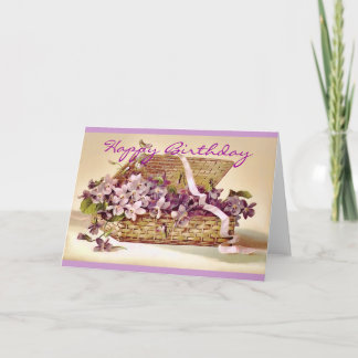 Vintage Violet Flowers in a Basket Birthday Card