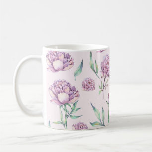 Vintage Violet Peony Flowers Seamless Pattern Coffee Mug