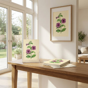 Vintage Violet Purple Floral Illustration Card