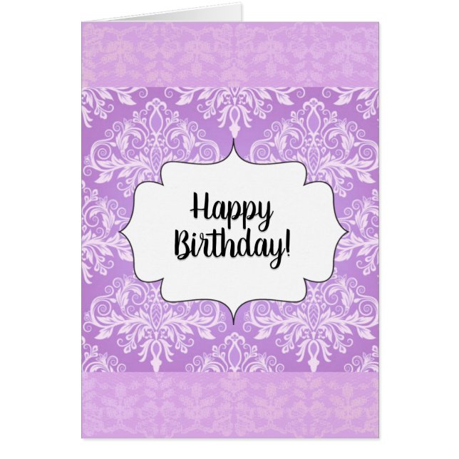 Vintage Violet Purple Happy Birthday Greeting Card (Front)