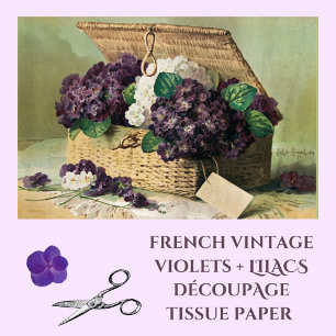 Vintage Violets and Lilacs French Floral Decoupage Tissue Paper