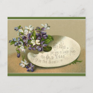 Vintage Violets on a Palette Happy New Year Postcard