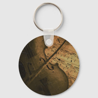 Vintage Violin and Music Sheet Key Ring