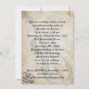 Vintage Violin and Rose Goth Wedding Invitations