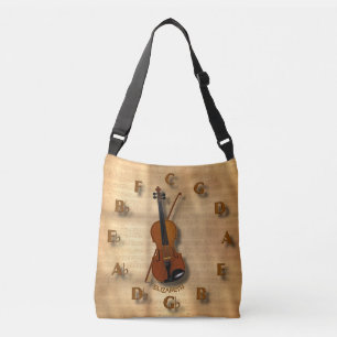 Vintage Violin Clock With Circle Of Fifths Music Crossbody Bag