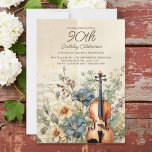 Vintage Violin Dusty Blue Flowers 90th Birthday Invitation<br><div class="desc">Elegant,  vintage 90th birthday party invitation for women designed with a violin sitting among dusty blue and cream-coloured flowers and greenery.   Personalise by adding the name of the guest of honour,  her age,  and her party information. Contact us for help with customisation or to request matching products.</div>