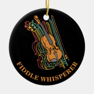 Vintage Violin Fiddle Whisperer Pun Ceramic Tree Decoration
