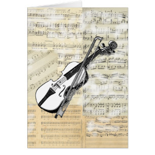 Vintage Violin Music Card