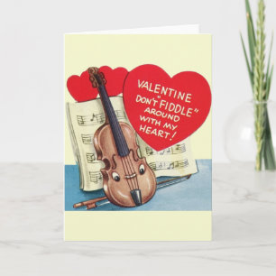 Vintage Violin Valentine Holiday Card