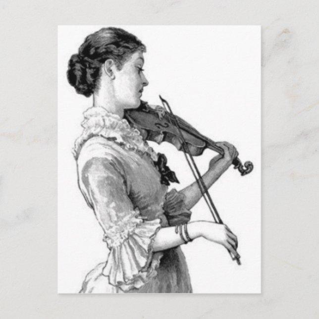 Vintage Violinist Postcard (Front)