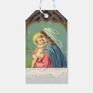 Vintage Virgin Mary and Baby Jesus Christmas Gift Tags