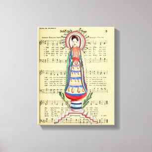 Vintage Virgin Mary Our Lady of Light folk art Canvas Print